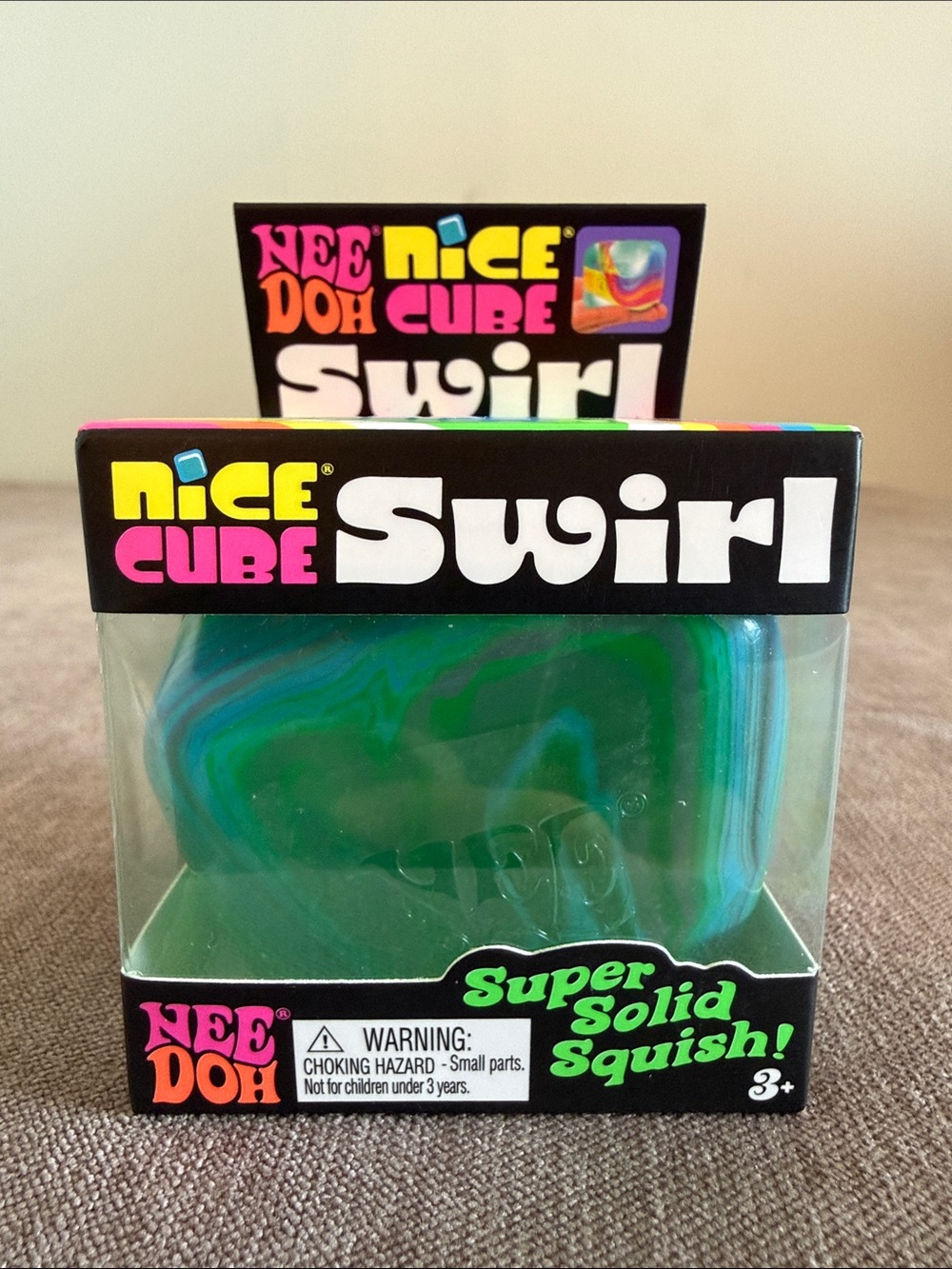 Needoh Nice Cube Swirl Super Solid Squish! - Green, Blue, Purple Swirl